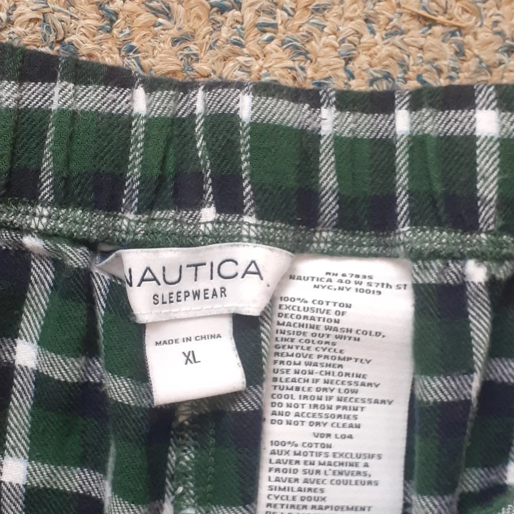 Nautica Green Plaid Pajama Pants Lounge Sleepwear Drawstring SIZE XL